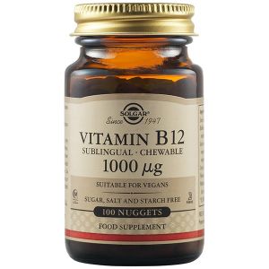 Solgar Vitamin B12 1000μg Μασώμενα Δισκία Βιταμίνη B12 για την Ομαλή Λειτουργία του Νευρικού Συστήματος, 100nuggets