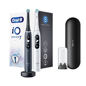 Oral-B IO Series 7 Duo Ηλεκτρική Οδοντόβουρτσα Magnetic Black Onyx & Magnetic White Alabaster 2 τεμάχια