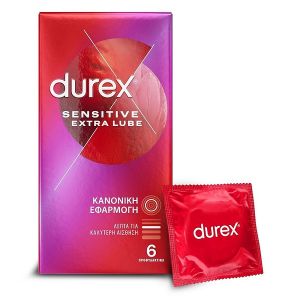 Durex Sensitive Extra Lube Προφυλακτικά Πολύ Λεπτά με Έξτρα Λιπαντικό 6τεμ.