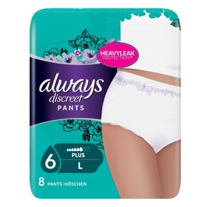Always Discreet Pants Plus Large No6  Εσώρουχο μιας χρήσης για ακράτεια, 8τεμάχια